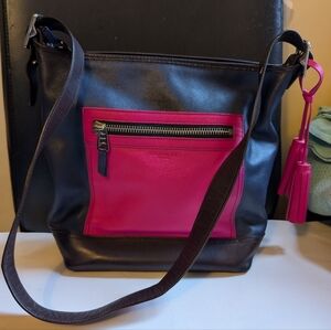 COACH G1294-19995 PINK NAVY BROWN LEGACY COLORBLOCK VGUC